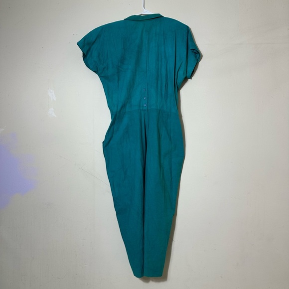 Rabbit Rabbit Rabbit Designs Teal Jumper Style Dress 90s Vintage Made in USA - Picture 5 of 5